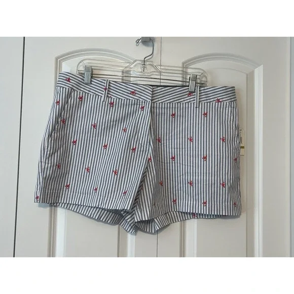 NWT Nautica Blue & White Striped Shorts W/ Lobsters Print Women's Size 14 - Picture 4 of 10